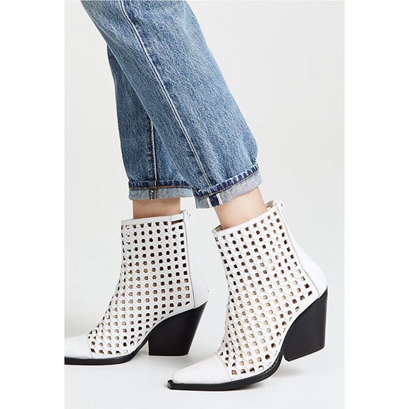 white woven booties